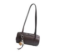 HINAYOSAN Bolso de mano cilíndrico para mujer, de piel sintética, multifuncional, cruzado, informal, para viajeros, café, One Size