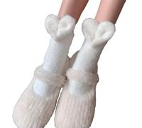 HINAYOSAN Calcetines de pantorrilla para mujer Sweet Crew JK Uniforme, sueltos, de invierno, mullidos, botines de corazón/flor, calcetines peludos de invierno para mujer, Amor blanco lechoso, Altoa