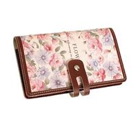 HINAYOSAN Cartera multifuncional para tarjetas, tamaño portátil, con capacidad para 20 tarjetas, materiales de PVC resistentes para viajes y uso diario, funda de PVC con cierre de cremallera, Camelia