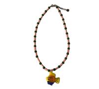 HINAYOSAN Collar con colgante de pez de cristal hecho a mano, cadena de cuentas coloridas, longitud ajustable, gargantilla para mujeres elegantes