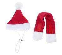 HINAYOSAN Conjunto de gorro y bufanda de Papá Noel para mascotas, suave, modificable, para fiestas, fotos, disfraz de Papá Noel
