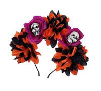 HINAYOSAN Corona de rosas mexicanas con corona de flores, diadema de esqueleto floral, diadema de Halloween, Dias Des Los Muerto, fiesta de disfraces, corona de flores