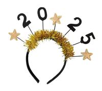HINAYOSAN Diadema brillante de Año Nuevo 2025 con purpurina dorada con números para cuenta regresiva de Año Nuevo y festividades de Navidad, diademas duraderas para fiestas