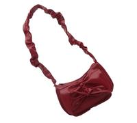 HINAYOSAN Elegante bolso de mano plisado con lazo estético en forma de luna, bolso de hombro con cremallera para uso diario, estético, bolso de hombro de piel sintética, Red, One Size