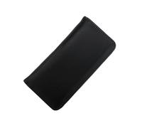 HINAYOSAN Estuche de cuero para pluma estilográfica, 3 secciones, con cremallera, portátil, protector de plumas estilográficas, para escuela, oficina, viajes, estuche de poliuretano, Black