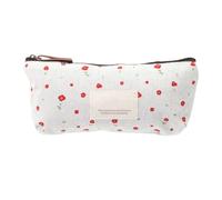 HINAYOSAN Estuche de lona para estudiantes, estuche floral para lápices para organizar suministros escolares, bolsa portátil floral, beige