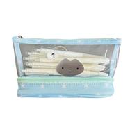 HINAYOSAN Estuche organizador de lápices de gran capacidad, 2 compartimentos, ligero, para viajes, cosméticos, para estudiantes, organizador portátil de suministros escolares, Pregunta gatito