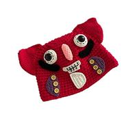 HINAYOSAN Gorro de punto lindo de monstruos de Halloween diablo gorras de invierno sombreros de punto para fotografía para adolescentes, adultos, mujeres, hombres, gorras de punto con solapa para las