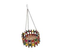 HINAYOSAN Hamaca de madera para pájaros con marco de metal, columpio colgante para loros pequeños, desarrollo físico y entretenimiento, soporte de madera natural para loros