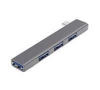 HINAYOSAN Hubs USB de aluminio en ángulo recto para ahorrar espacio, 4 puertos USB 3.0 tipo C, transferencia de datos de alta velocidad, conectores de construcción de metal, conectores USB de