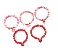 HINAYOSAN Juego de 5 pulseras de corazón de varios estilos, apilables, accesorio de pulsera de diseño de San Valentín, cómodo para ella, cadena de muñeca de corazones apilables