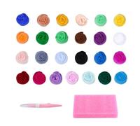 HINAYOSAN Juego de fieltro de lana de 7/8/9/10 colores con bolígrafo de aguja y almohadilla de espuma de lana colorida para principiantes