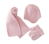 HINAYOSAN Juego de gorro y guantes de punto de moda para niños y niñas, gorro cálido con bufanda, kit esencial de invierno para recién nacidos, gorro de punto para bebés y bebés, B, Talla única