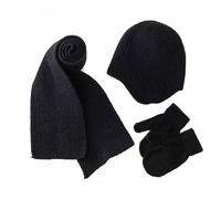 HINAYOSAN Juego de gorro y guantes de punto de moda para niños y niñas, gorro cálido con bufanda, kit esencial de invierno para recién nacidos, gorro de punto para bebés y bebés, Negro, Talla única
