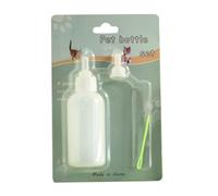 HINAYOSAN Kit de alimentación de lactancia para cachorros, botella de leche de 2 onzas, línea de calibración transparente, abridor de agujeros de pezón, cepillo de limpieza, juego de 4 piezas