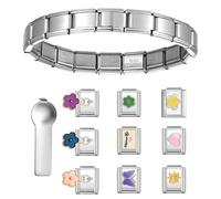 HINAYOSAN Link Tool - Conectores de eslabones con dije de acero inoxidable con textura de acero inoxidable italiano, talla única, como se describe