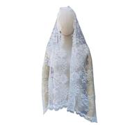 HINAYOSAN Mantilla católica para ceremonia religiosa, velo de encaje bordado para oración religiosa, blanco, S/L