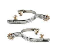 HINAYOSAN Prick de caballo de bronce con adornos de plata alemana, accesorios de equitación para deportes ecuestres, espolones de equitación occidentales