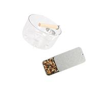 HINAYOSAN Soporte de inodoro para pájaros para loros, juego de entrenamiento con bandeja extraíble, jaula de sustancias, accesorio de madera con cuenco de aluminio