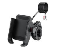 HINAYOSAN Soporte para teléfono de motocicleta y soporte de carga rápida USB 3.0 2 en 1 para manillar de 17-33 mm o soporte de cargador de motocicleta de vidrio retrovisor