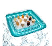 Hinchable,Gran Bandeja Flotante Cuadrada Portátil con Tapón De Drenaje - Hinchable para | para En Piscina, Verano, Cerveza, Bebidas, Snacks, Playa,