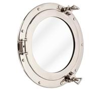 Hind Handicrafts Espejo de pared vintage náutico con forma de ojo de buey de barco para decoración del hogar | Decoración náutica marítima pirata | Espejo de tocador (22,86 cm, níquel
