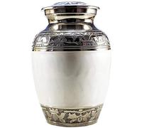 Hind Handicrafts Urna de cremación grabada en plata para cenizas humanas, urna funeraria para adultos, hecha a mano, urna grande para cenizas humanas, bolsa incluida (recuerdo, 70 pulgadas cúbicas,