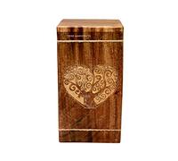 Hind Handicrafts Urnas de madera de palisandro para cenizas, grandes urnas de cremación con forma de corazón para adultos, urna funeraria para columbario