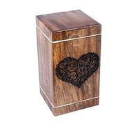 Hind Handicrafts Urnas de Madera en Forma de Corazón del Árbol de la Vida para Cenizas Humanas Adulto Grande - Urna de Cremación de Palisandro para Cenizas - Urna de Entierro para Columbario - Caja de