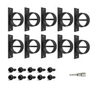 hindraem Juego de 10 anclajes de cuerda, color negro, resistentes, incluye anclaje pared seguro, duradero para jardines y entornos.