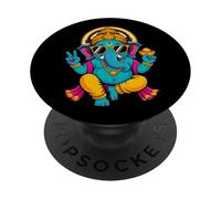Hindú Ganesha Puja Meditación Yoga Murti Elefante Dios India PopSockets PopGrip Adhesivo