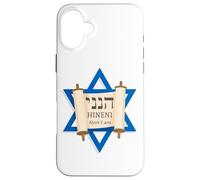 HINENI Here I Am - Hebrew Star of David Christian Faith Carcasa para iPhone 16 Plus