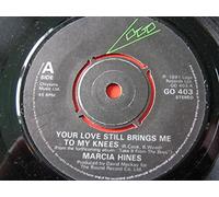 Hines, Marcia Your Love Still Brings Me To My Knees 7" Logo GO403 EX/VG 1981 picture sleeve, there is handwritten number on label and 2mm drill hole in label rim