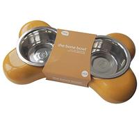 Hing Designs av2022-Hing Designs bone-96cf3d66 Double Bowl The Bone De Hing En Mostaza, Diseño De Cuenco para Perros, Yellow