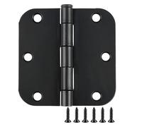 hinge, Bisagra de puerta redonda negra mate, 3,5 pulgadas, 5/8 pulgadas de radio, 1,0/2 pulgadas, puerta interior plegable doble de hierro plano, 31⁄2"x 31⁄2" Control de hardware,part