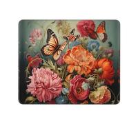 Hingor Alfombrilla de ratón con estampado de flores y mariposas, diseño personalizado para oficina y hogar, alfombrilla de mouse impermeable, base de goma antideslizante para mouse inalámbrico