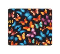 Hingor Alfombrilla de ratón con estampado de mariposas coloridas, diseño personalizado para oficina y hogar, alfombrilla de mouse impermeable, base de goma antideslizante para mouse inalámbrico