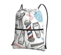 Hingor Barber Shop - Mochila de cuerda con cordón y estampado monocromático, resistente al agua, para gimnasio, compras, deportes, yoga