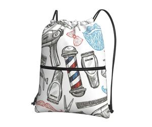 Hingor Barber Shop - Mochila de cuerda con cordón y estampado monocromático, resistente al agua, para gimnasio, compras, deportes, yoga