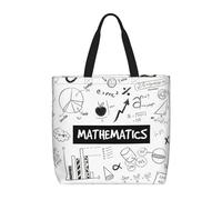 Hingor Bolsa de mano con estampado de matemáticas para mujer, bolsa de playa grande, reutilizable, para viajes, compras