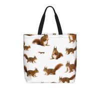 Hingor Bonita bolsa de mano con estampado de ardilla para mujer, bolsa de playa grande, reutilizable, para viajes, compras