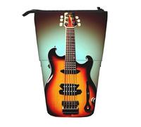 Hingor Estuche para lápices de pie, guitarra, bajo, música, instrumentos musicales, estuche telescópico, soporte para bolígrafos, bolsa de maquillaje portátil para escuela, oficina, cosméticos