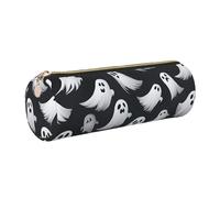 Hingor Estuche para lápices de poliuretano con diseño de fantasmas blancos de Halloween, 1 estuche portátil para artículos de papelería, bolsa organizadora de cosméticos para hombre y mujer