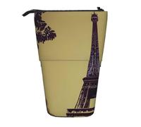 Hingor Estuche telescópico de pie con diseño de la Torre Eiffel de París, estuche telescópico para bolígrafos, bolsa de maquillaje portátil para escuela, oficina, cosméticos, suministros de regalo