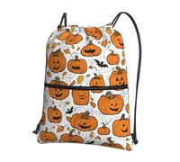 Hingor Mochila con cordón y estampado de calabaza de Halloween, resistente al agua, para gimnasio, compras, deportes, yoga