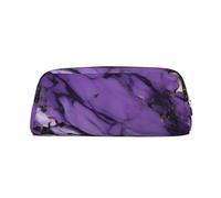 Hingor Neceser con cremallera para cosméticos, artículos de papelería, monedero, estuche de viaje con estampado de mármol morado, Gold, One Size, Bolsa para monedas