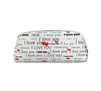 Hingor Neceser con cremallera para cosméticos, papelería, bolso, estuche de viaje con texto en inglés "I Love You Words with Hearts", Silver, One Size, Bolsa para monedas