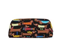 Hingor Neceser con cremallera para cosméticos, papelería, bolso, estuche de viaje con texto en inglés "I Love My Dog", diseño de perro salchicha, Gold, One Size, Bolsa para monedas