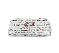 Hingor Neceser con cremallera para cosméticos, papelería, bolso, estuche de viaje con texto en inglés "I Love You Words with Hearts", Gold, One Size, Bolsa para monedas