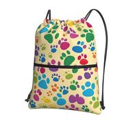 Hingor Paw Prints - Mochila con cordón ajustable y estampado artístico resistente al agua para gimnasio, compras, deportes, yoga